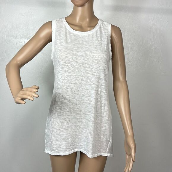 Athleta White Cotton Blend Hi-Low Hem Top Size S - Picture 1 of 8